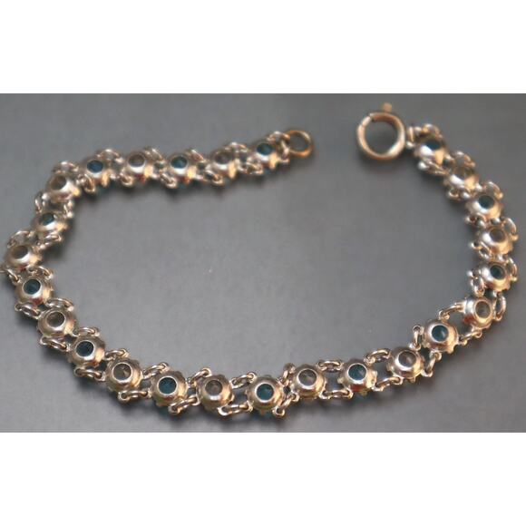 Vintage Aqua Rhinestone Link Bracelet - Picture 4 of 4